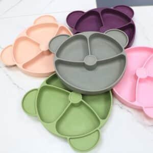 Silicone Bear-Shaped Divided Baby Plate