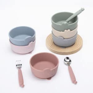 Silicone Feeding Bowl with Matching Spoon/Fork