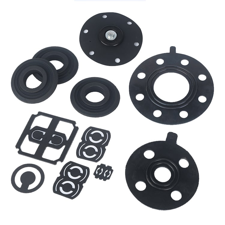 Black silicone gaskets and rubber seal components made by compression molding