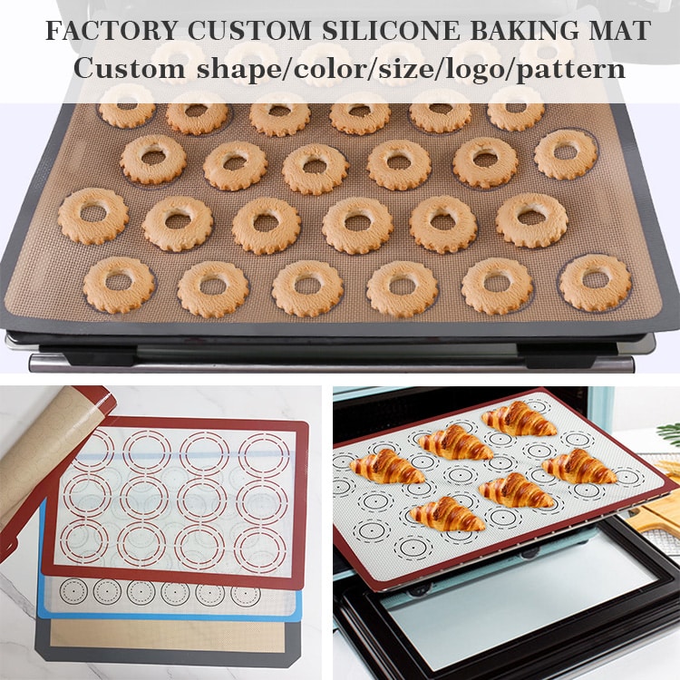 Custom silicone baking mat with printed guides for cookies, pastries, and home oven baking