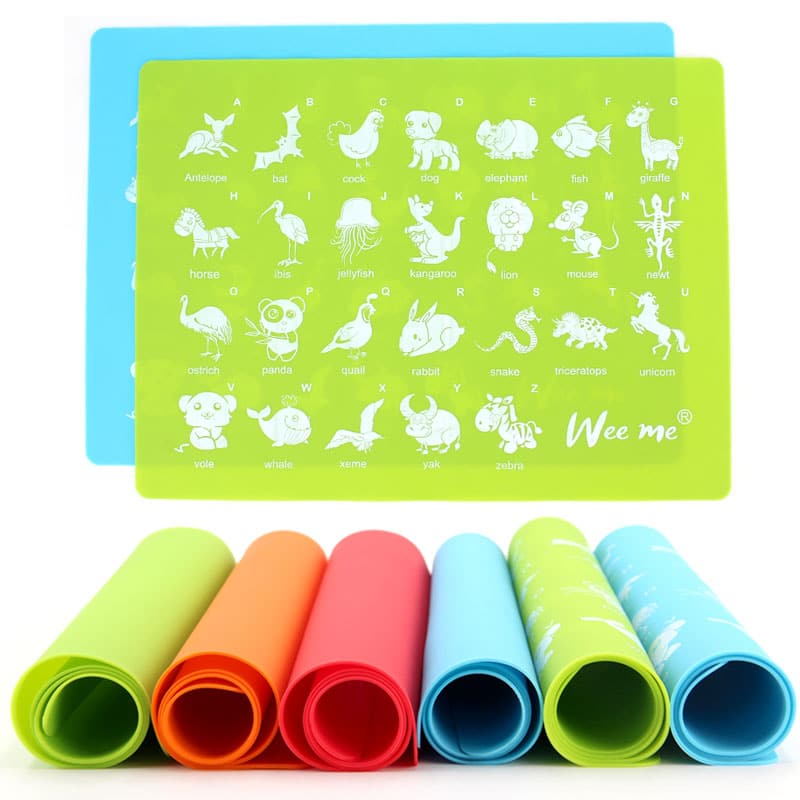 Colorful heat-resistant silicone mats with flexible rollable design for food-safe kitchen and table use