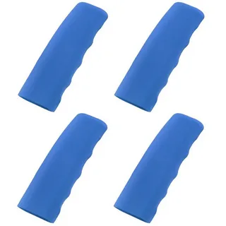 Blue silicone grip sleeves with finger grooves for anti-slip handling