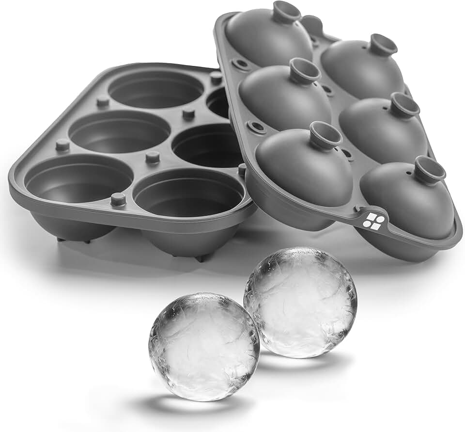 Food grade silicone ice sphere mold with lid for large whiskey ice balls and beverage accessories