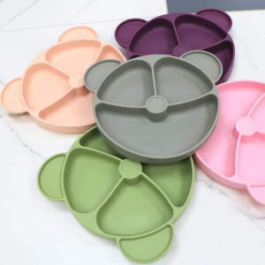 Custom Silicone Bear-Shaped Divided Baby Plate