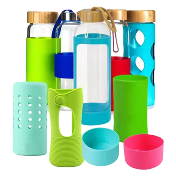 Custom silicone bottle sleeves and protective covers for glass and reusable water bottles