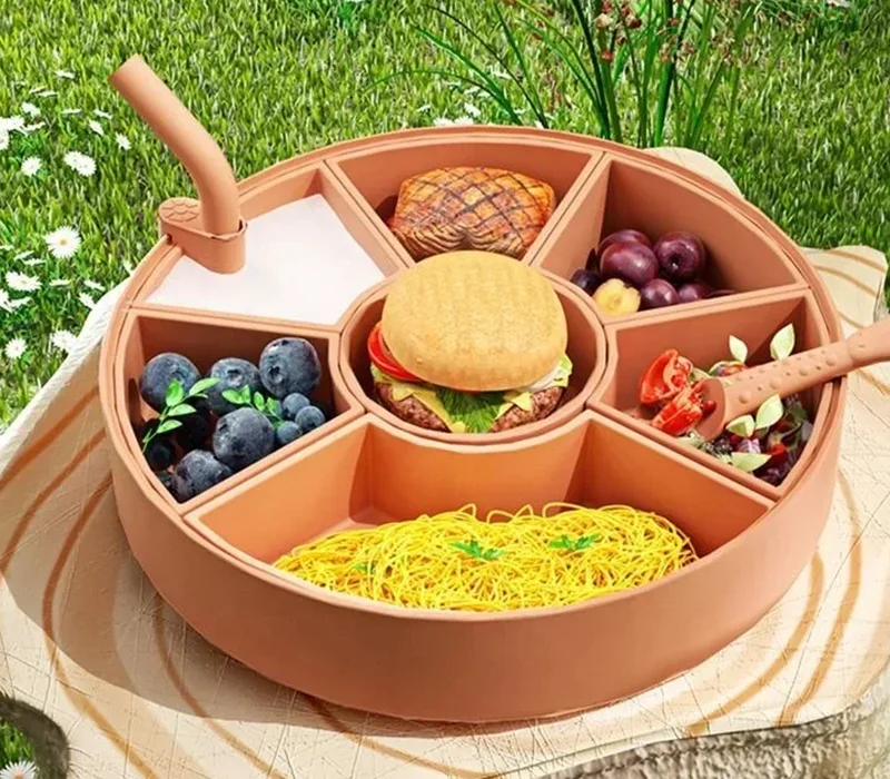 custom silicone kids food tray with compartments for safe and durable meal serving