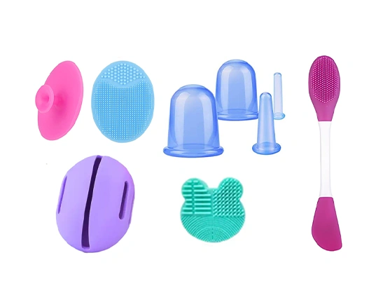 Custom silicone facial cleansing brushes, massage cups, beauty tools, and personal care accessories