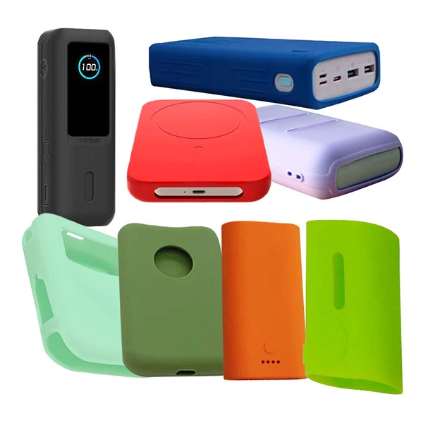 Custom silicone power bank covers and protective sleeves for portable chargers and electronic devices