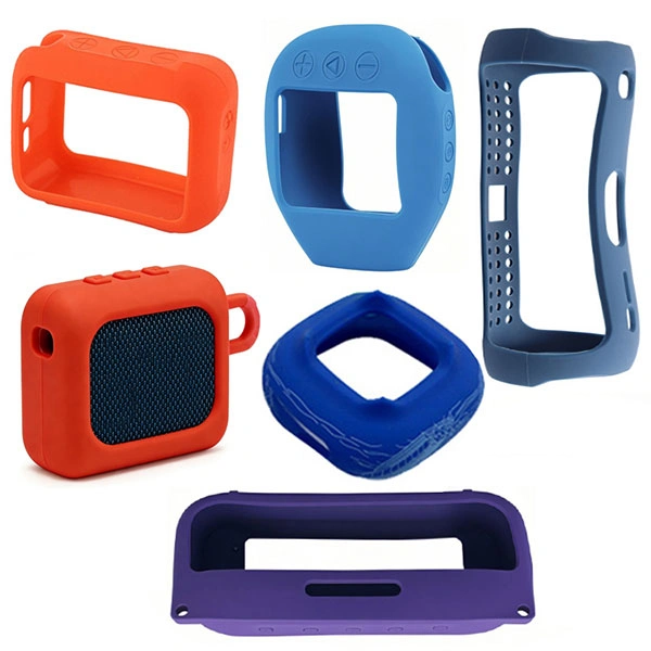 Custom silicone speaker sleeves and protective covers for portable electronic devices