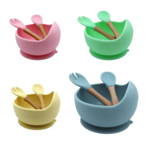 Custom Silicone Suction Baby Bowl Set with Utensils