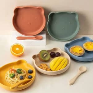 Cute Animal Shaped Silicone Plate Spoon Set