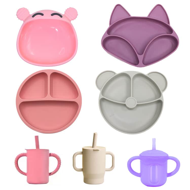 Food-grade silicone baby tableware made from safe flexible silicone material