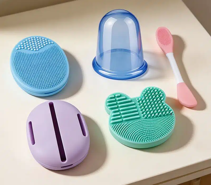Silicone brushes and personal care accessories for beauty and skincare