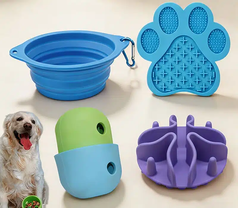 Silicone feeding mats, toys, and grooming tools for pets from HT Silicone
