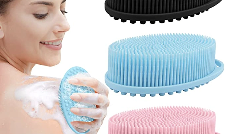 silicone personal care products including body scrubber and skin cleaning brush