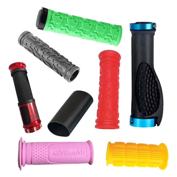 Solid silicone rubber grips and sleeves for custom HCR silicone molding