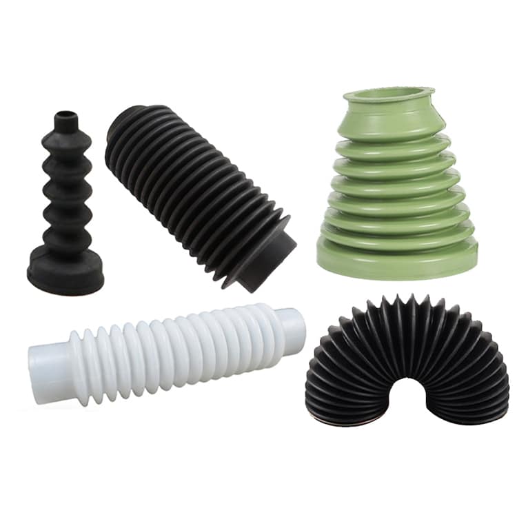 Custom silicone bellows and sleeves in opaque and translucent colors