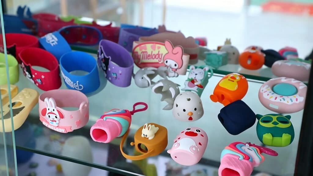 Custom molded silicone sleeves with playful designs for promotional gifts