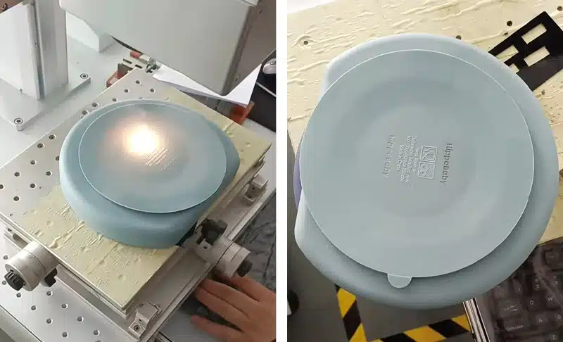 Laser engraving process for custom silicone products with precision marking
