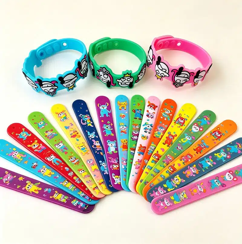 Colorful custom silicone wristbands and bracelets for branding or promotional use