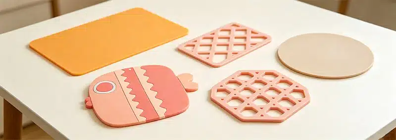Custom silicone mats in various shapes and structural designs for functional use