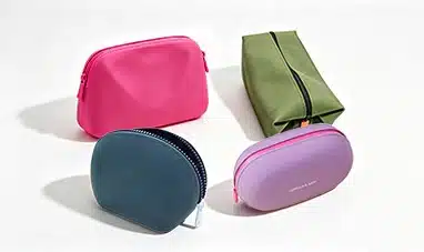 Soft silicone travel pouch for toiletries, toothbrush, and cosmetic essentials, multiple colors