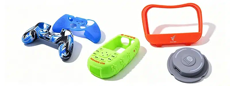 OEM silicone parts for automotive and industrial applications, including protective caps, grommets, and seals.