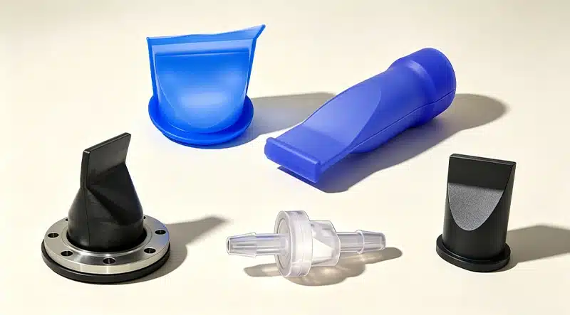 Custom silicone duckbill valves for dispensing and sealing