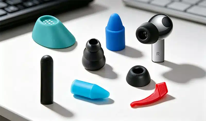 Custom silicone tips and protective parts for consumer electronics and wearable devices