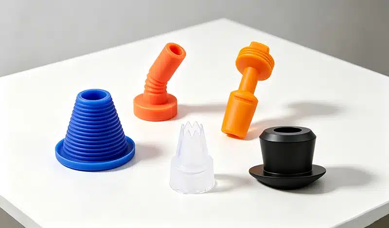 Custom silicone household and kitchen product parts in various colors and shapes