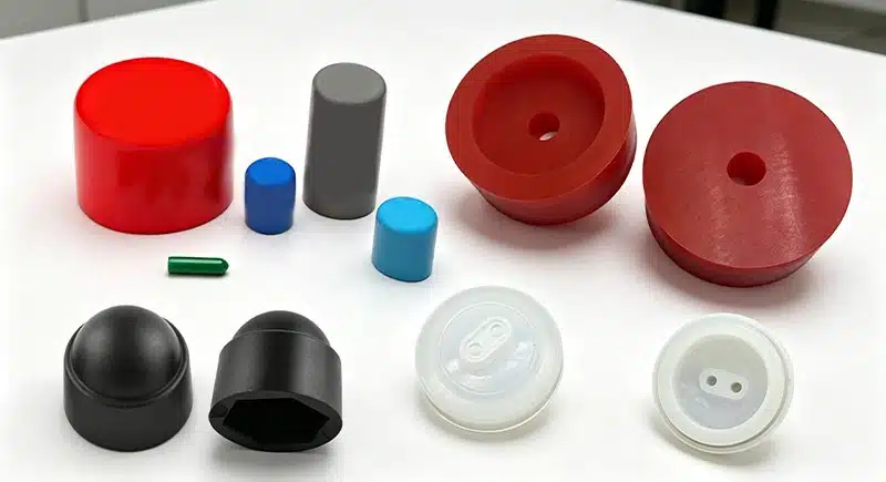 Protective silicone end tips and caps for covering, sealing, and cushioning applications
