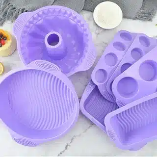Purple silicone baking molds for custom private label bakeware products
