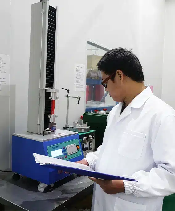 Final quality testing and inspection of custom silicone products in laboratory