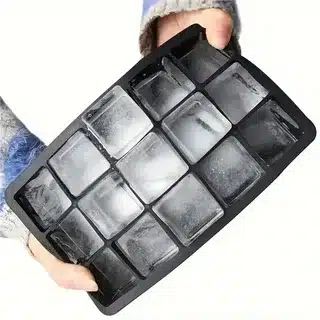 Black silicone ice cube tray showing standard silicone mold design