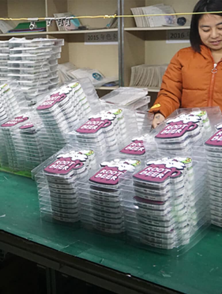 Custom silicone products in protective clear packaging for shipment