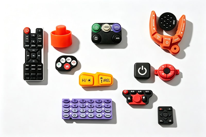 Custom silicone keypads, rubber buttons, control panels, and molded silicone switch components for electronic devices.