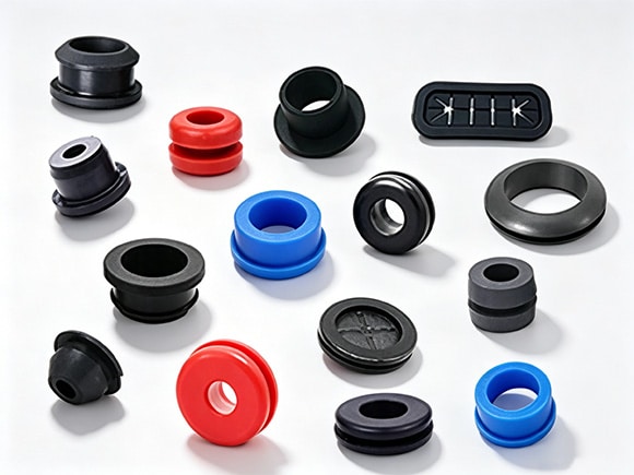 Industrial silicone components for protection and insulation, including custom molded parts for machinery and electronic equipment.