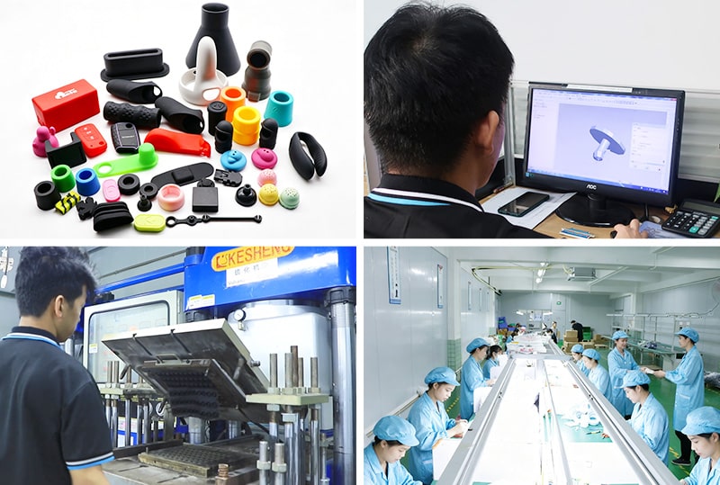 Custom silicone solutions for industrial manufacturing, including protective parts, sealing components, vibration damping, and insulation.